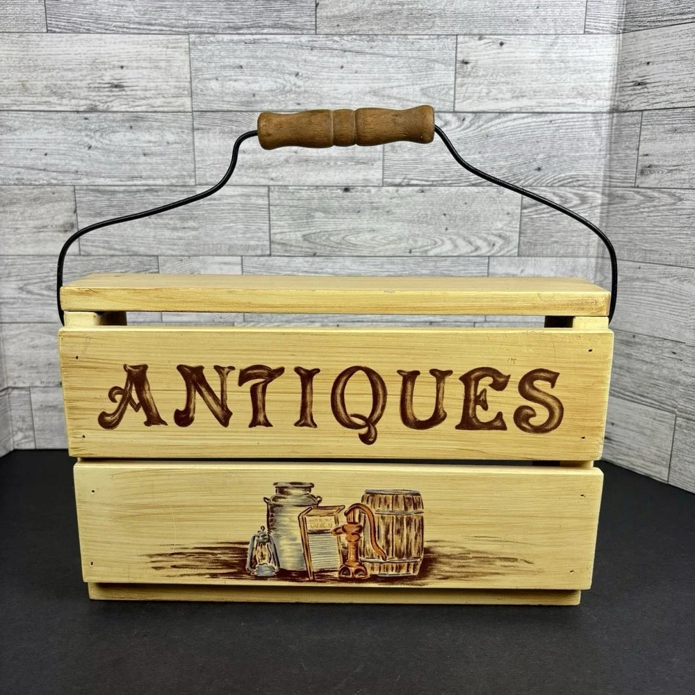 Antiques Sign Wood Hanging‎ Or Free Standing